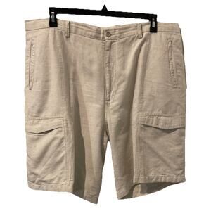 Paradise Shores Linen Blend Shorts Men’s Size 42 Beige Bermuda Golf Cruise